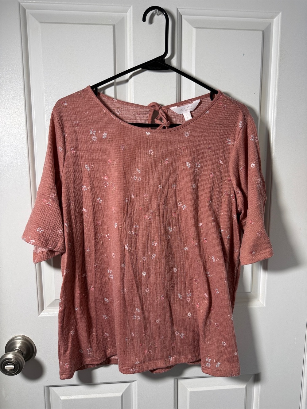 LC Lauren Conrad Dusty Rose Floral Tie-Back Short Sleeve Tunic
